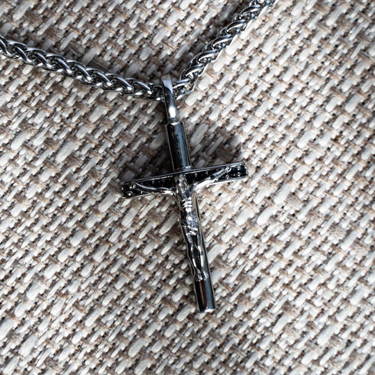Men's Black Sapphire Crucifix Pendant