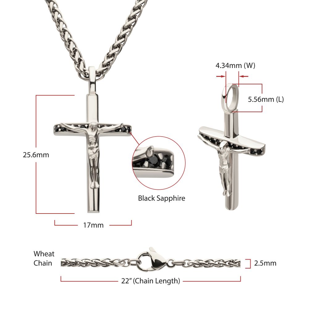 Men's Black Sapphire Crucifix Pendant