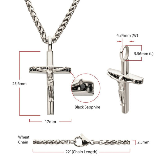 Men's Black Sapphire Crucifix Pendant