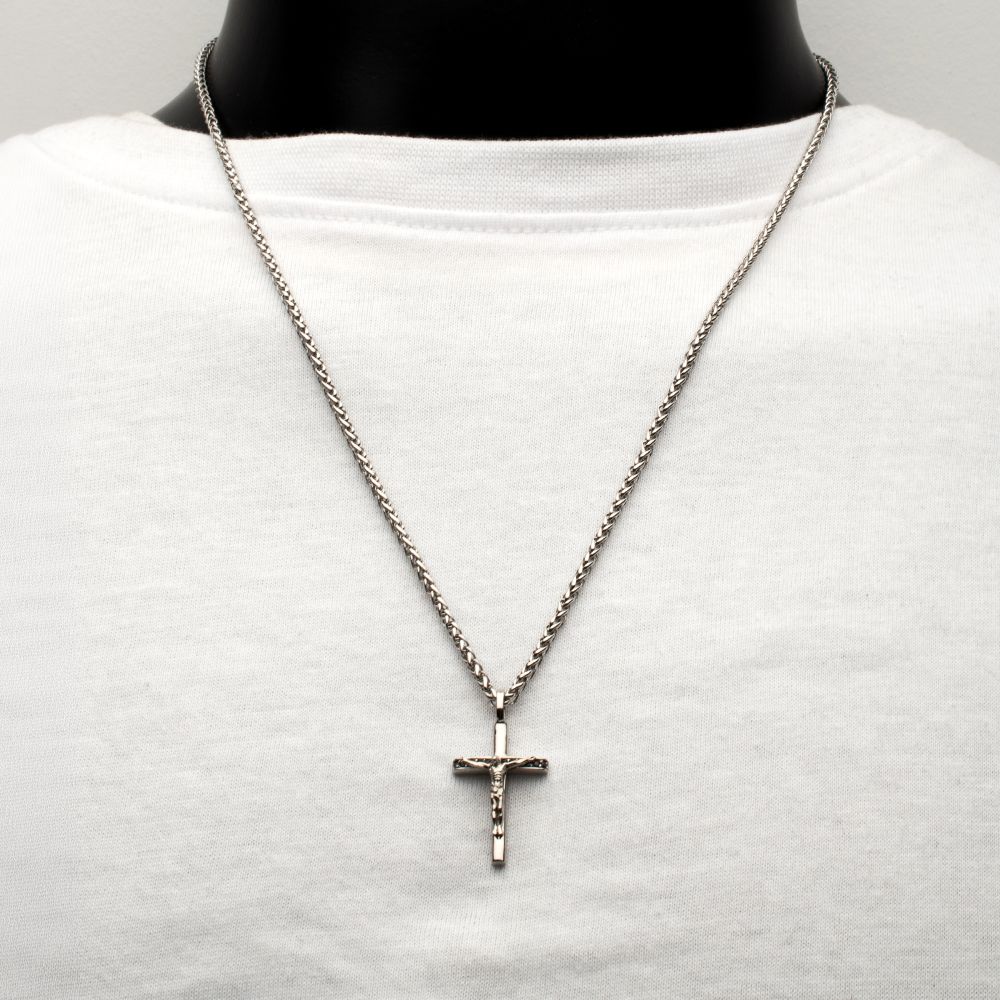 Men's Black Sapphire Crucifix Pendant