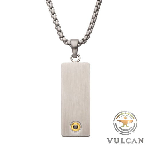 Men’s Matte Stainless Steel Black Sapphire Dog Tag Pendant