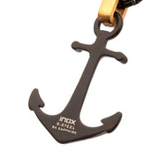 Black IP Steel Matte Finish Kraken Anchor Pendant with Golden Glint of Black Sapphire Bail