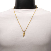 18Kt Gold IP Matte Finish Steel Oxidized Phoenix Pendant with Brown Glint of Black Sapphire Bail