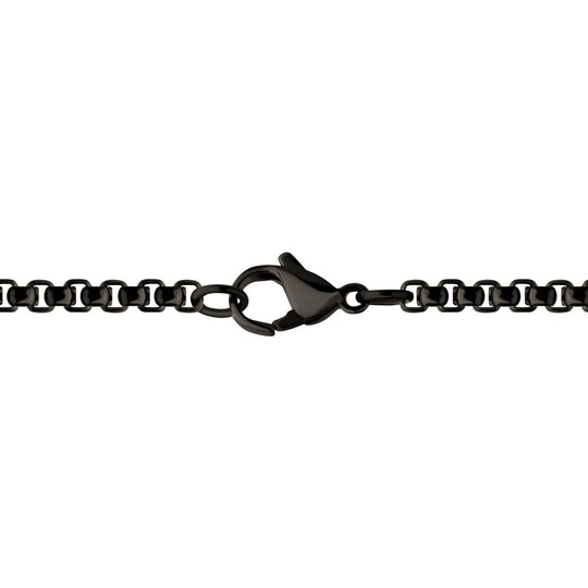 Men's Black IP Copper Carbon Cross Pendant with Black Sapphire & Box Chain