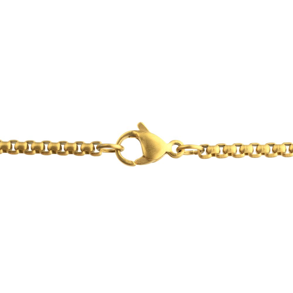 Men's Matte 18K Gold IP Peace Symbol Pendant with Black Sapphire