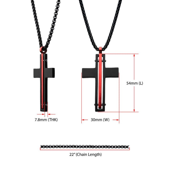 Men’s Dante Black & Red Cross Pendant Necklace