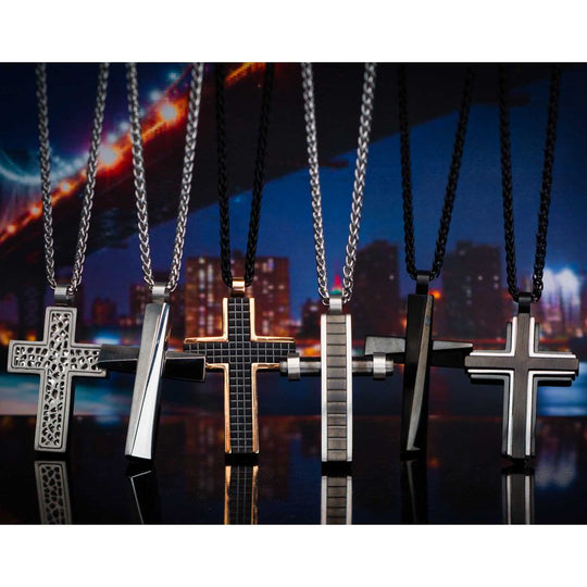 Men’s Stainless Steel Cross Pendant Necklace