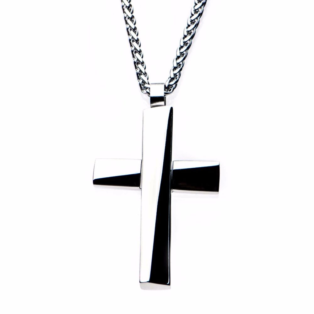 Men’s Stainless Steel Cross Pendant Necklace