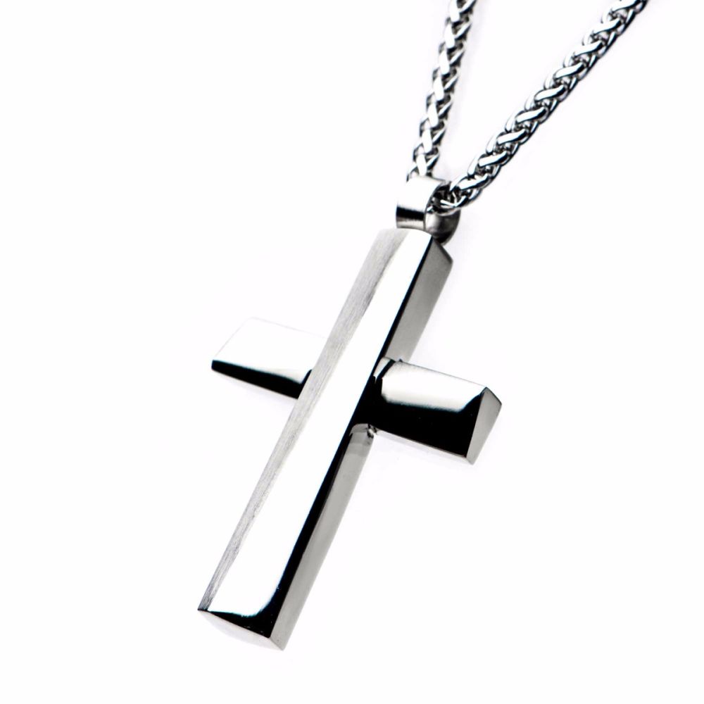 Men’s Stainless Steel Cross Pendant Necklace