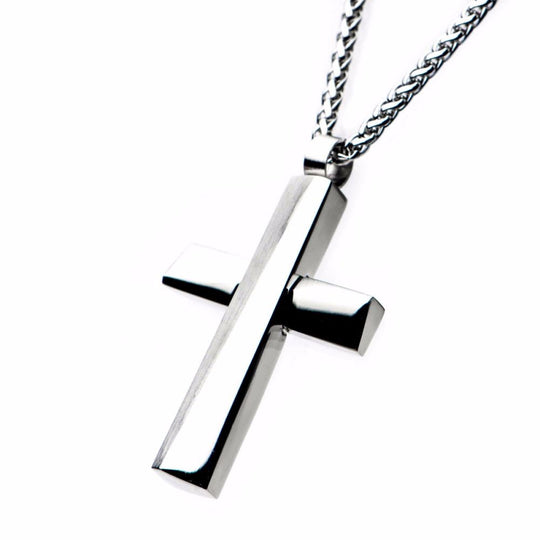 Men’s Stainless Steel Cross Pendant Necklace
