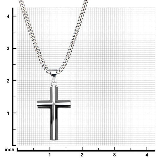 Men’s Black & Stainless Steel 3D Cross Necklace