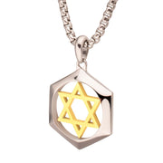 18Kt Gold IP Stainless Steel Star of David Pendant