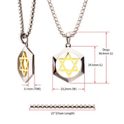 18Kt Gold IP Stainless Steel Star of David Pendant