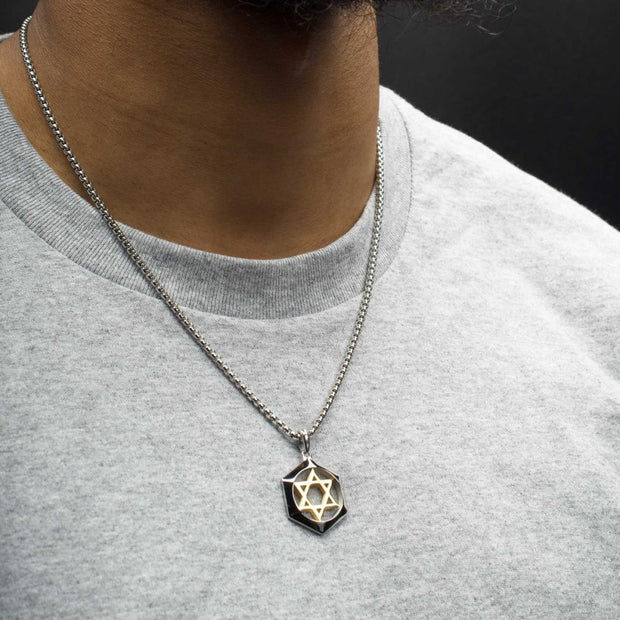18Kt Gold IP Stainless Steel Star of David Pendant