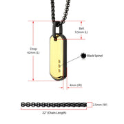 Satin Finish Black Frame Inlay 18Kt Gold IP Steel Identity Tag Pendant