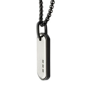 Satin Finish Black Frame Inlay Stainless Steel Identity Tag Pendant