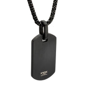 Satin Finish Black Frame Inlay Stainless Steel Identity Tag Pendant