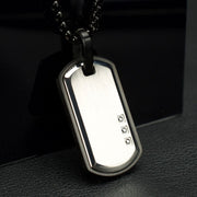 Satin Finish Black Frame Inlay Stainless Steel Identity Tag Pendant