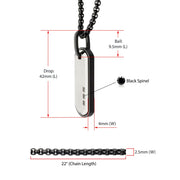 Satin Finish Black Frame Inlay Stainless Steel Identity Tag Pendant