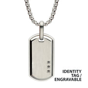 Satin Finish Frame Inlay Stainless Steel Identity Tag Pendant