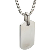 Satin Finish Frame Inlay Stainless Steel Identity Tag Pendant