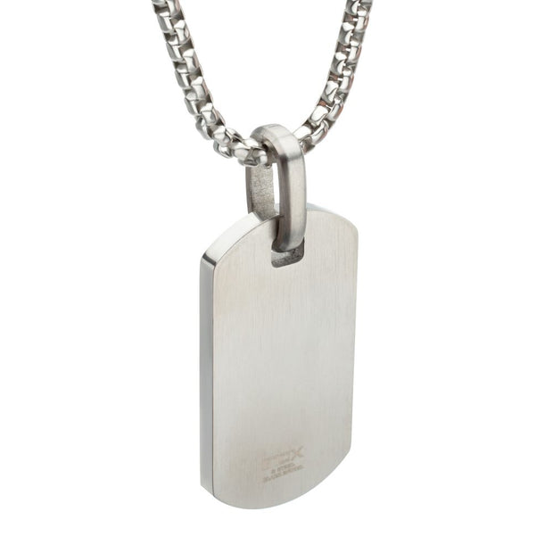 Satin Finish Frame Inlay Stainless Steel Identity Tag Pendant