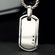 Satin Finish Frame Inlay Stainless Steel Identity Tag Pendant