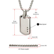 Satin Finish Frame Inlay Stainless Steel Identity Tag Pendant