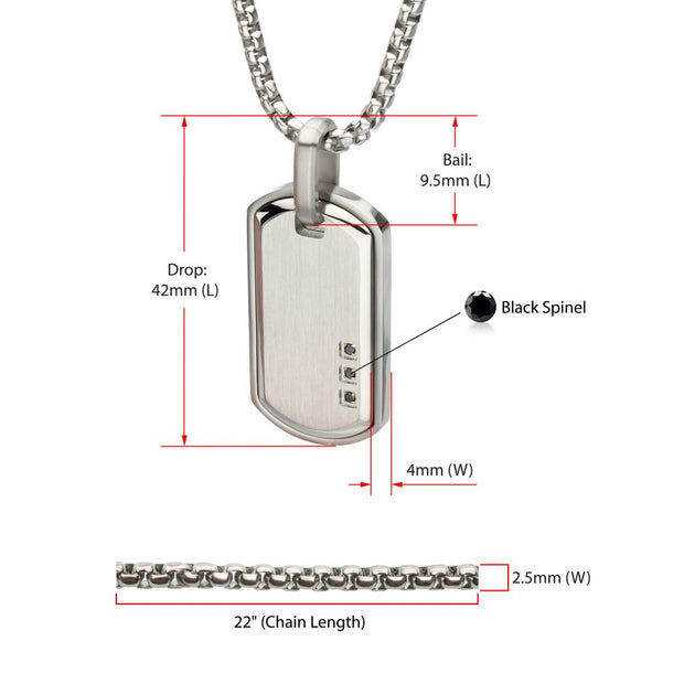 Satin Finish Frame Inlay Stainless Steel Identity Tag Pendant