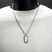 Satin Finish Frame Inlay Stainless Steel Identity Tag Pendant