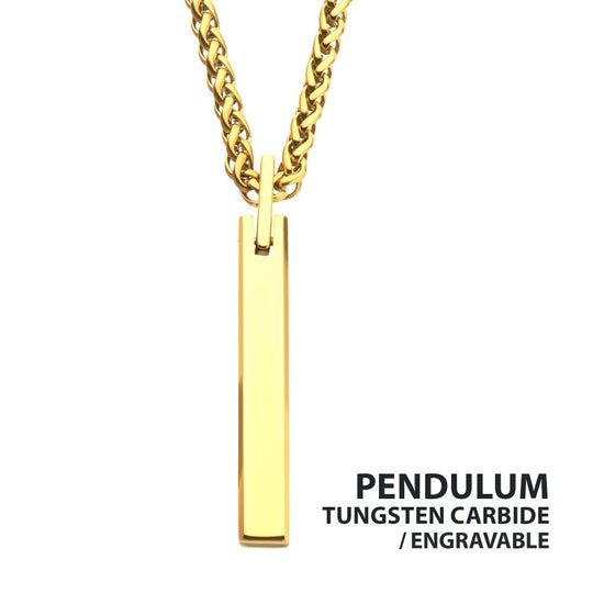 Men’s 18K Gold IPTungsten Carbide Engravable Pendant Necklace