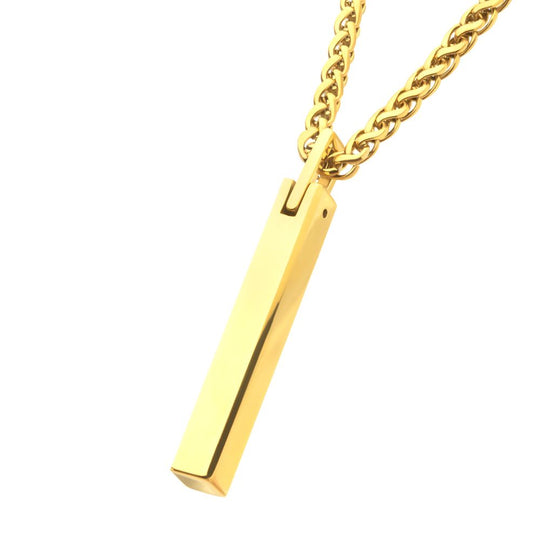 Men’s 18K Gold IPTungsten Carbide Engravable Pendant Necklace