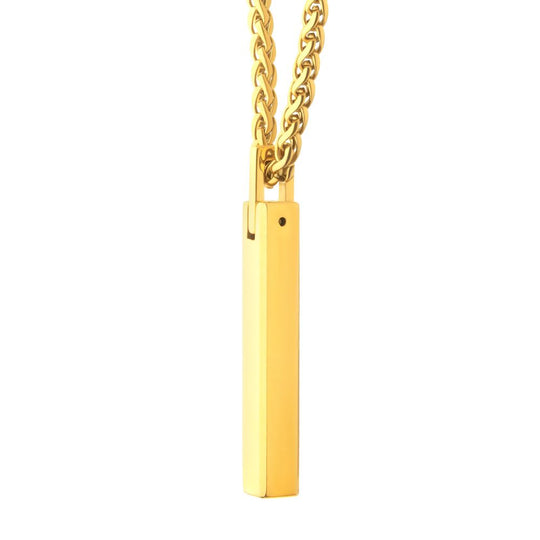 Men’s 18K Gold IPTungsten Carbide Engravable Pendant Necklace