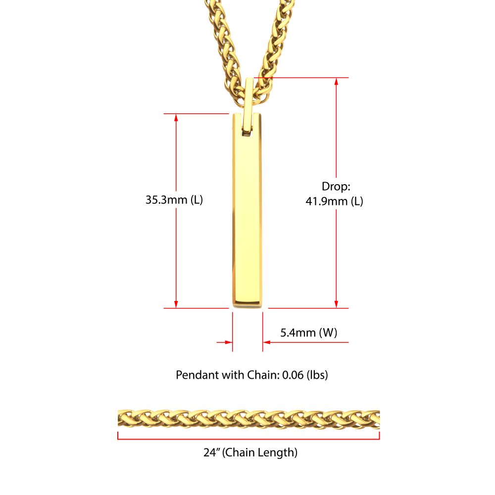 Men’s 18K Gold IPTungsten Carbide Engravable Pendant Necklace