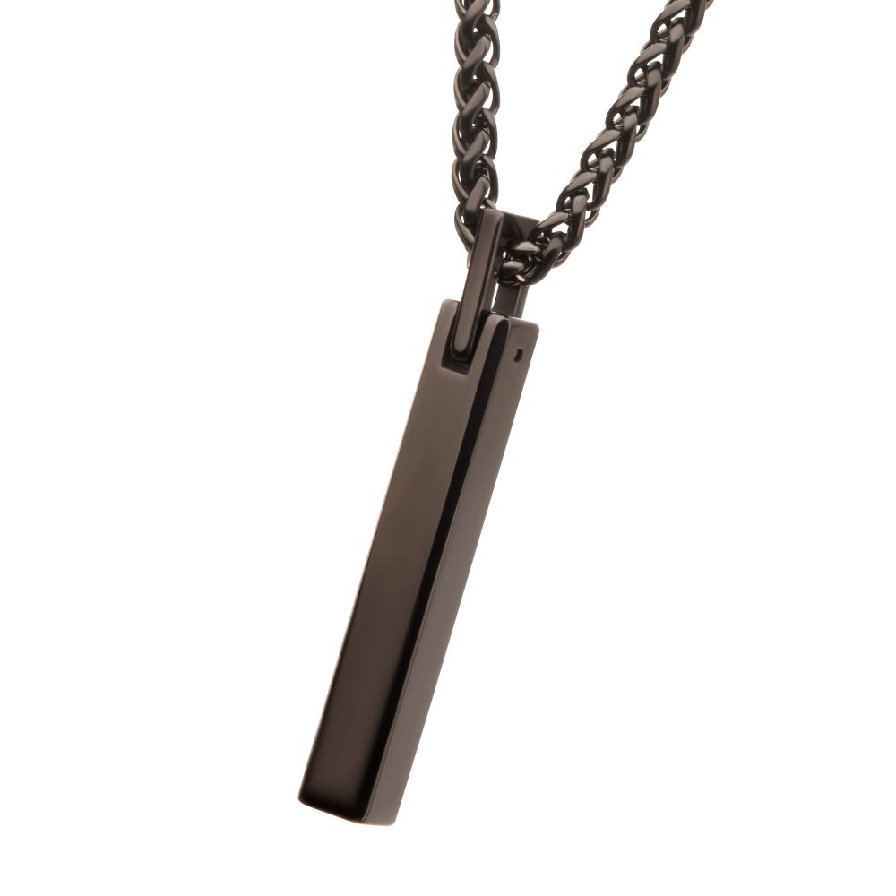 Men's Black IP Tungsten Carbide Engravable Pendant Necklace