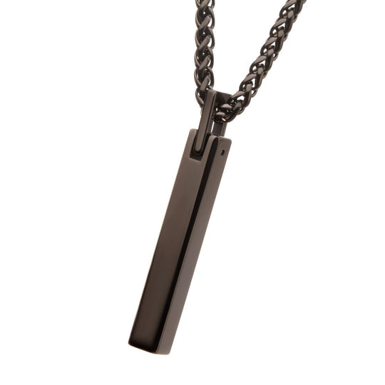 Men's Black IP Tungsten Carbide Engravable Pendant Necklace