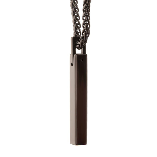 Men's Black IP Tungsten Carbide Engravable Pendant Necklace