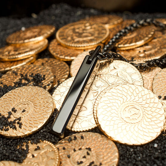 Men's Black IP Tungsten Carbide Engravable Pendant Necklace