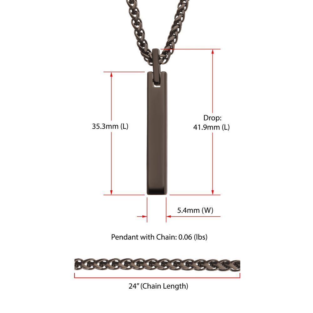 Men's Black IP Tungsten Carbide Engravable Pendant Necklace