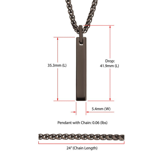 Men's Black IP Tungsten Carbide Engravable Pendant Necklace