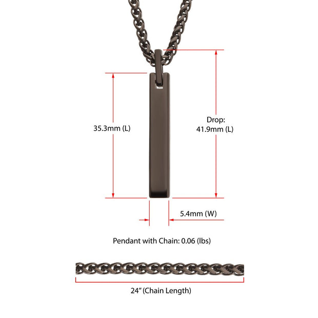 Black IP Tungsten Carbide Monolith Engravable Pendant