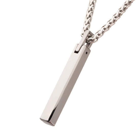 Men’s Tungsten Carbide Engravable Pendant Necklace with 24" Stainless Steel Wheat Chain