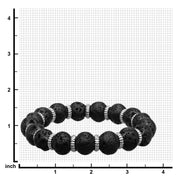 Men's Steel Zinc Ring and Black Lava Beads Bracelet