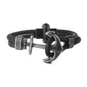 Men's black mesh anchor bracelet