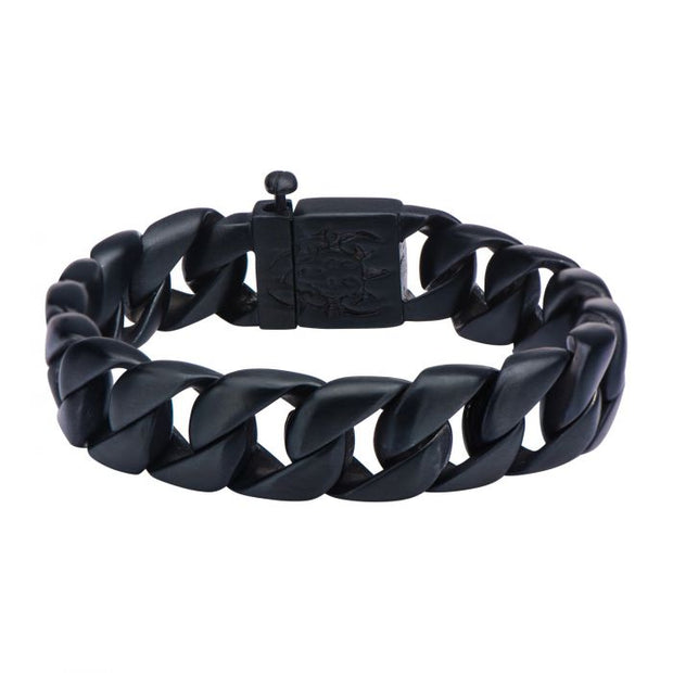  Men's Black Plated Curb Chain Bracelet