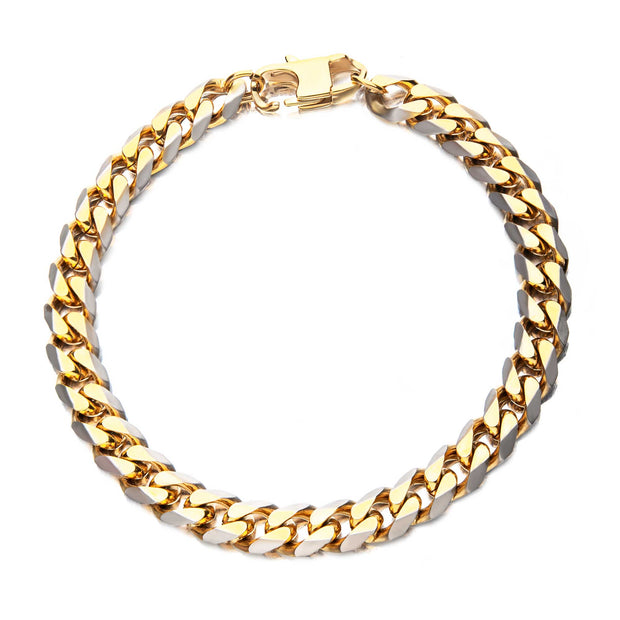 Men's Stainless Steel Gold Plated Curb Chain Bracelet
