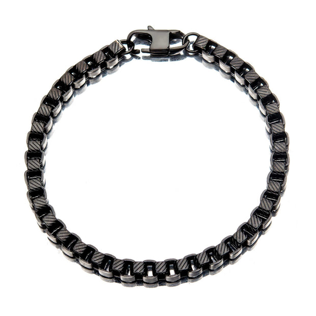 Men's Black Plated Round Box Chain Bracelet