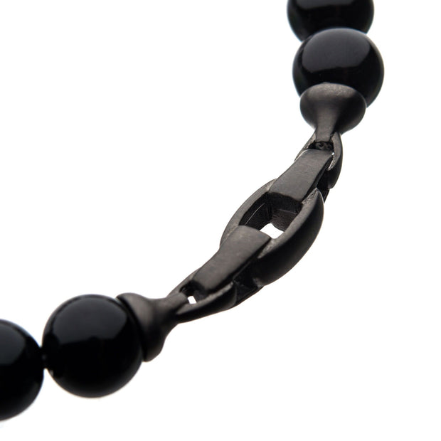 Men's Stainless Steel Bracelet with Black Agate