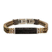 Gold Plated Double Franco Chain Bracelet with Lava Stone
