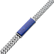  Stainless Steel Double Franco Chain Bracelet with Lapis Stone